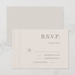 Elegante ivoorwitte houtnerf strepen trouw-RSVP Kaart