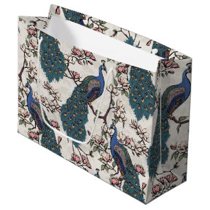 Elegante Ivoren Bloemen Pauw en Magnolia Bloemen Groot Cadeauzakje