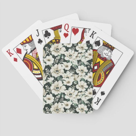 Elegante Ivoren Bloemen Pokerkaarten (Achterkant)