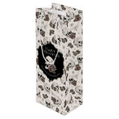 Elegante ivoren bloemen schedels Halloween Wijn Cadeautas (Achterkant Gekanteld)