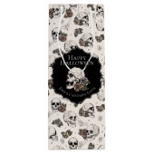 Elegante ivoren bloemen schedels Halloween Wijn Cadeautas (Achterkant)