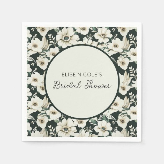 Elegante ivoren bloemen servet (Voorkant)