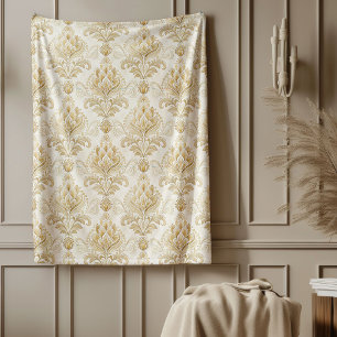 Elegante ivoren damast tijdloze patronen fleece deken
