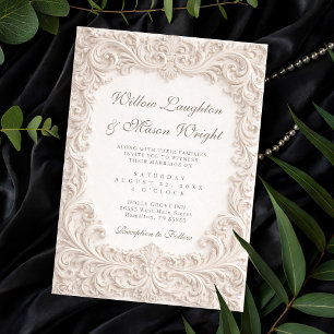 Elegante Ivoren Rococo Rol Huwelijksuitnodiging Kaart