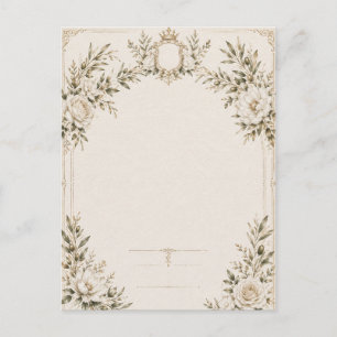Elegante Ivoren Trouwuitnodiging met Champagne Briefkaart