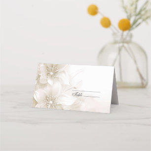 Elegante ivoren witte bloemen plaatskaart