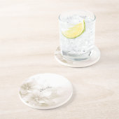 Elegante Ivoren Witte Bloemen Zandsteen Onderzette Zandsteen Onderzetter (Zijkant)