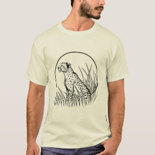 Elegante jachtluipaard in hoog gras- natuurkunst t-shirt