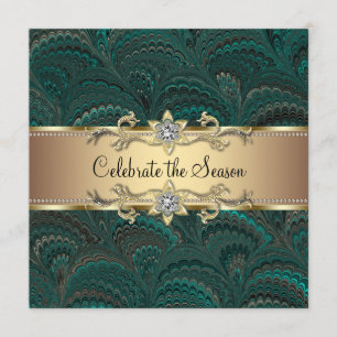 Elegante Jade Groen Zwart Goud Kerstfeest Kaart