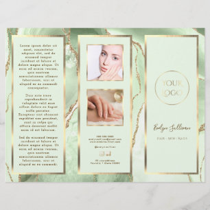 Elegante Jade Groene en Gouden Agate Brochure