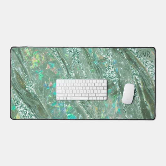Elegante jade groene glitters holografische opaal bureaumat (Keyboard & Muis)