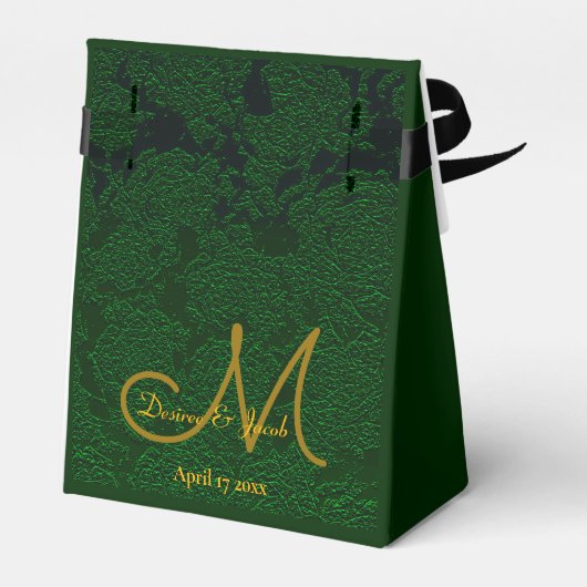 Elegante jager groen goud bruiloft monogram bedankdoosjes (Achterkant)