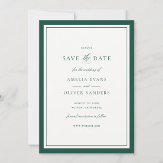 Elegante jager groene kader trouw save the date kaart