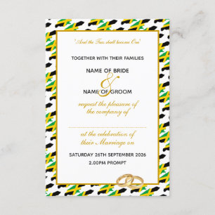 Elegante Jamaica met gouden script bruiloft Kaart