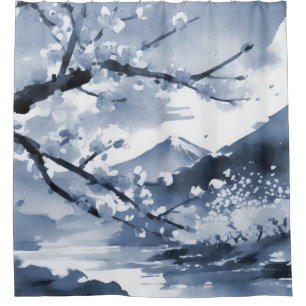Elegante Japanse Bloem Douchegordijn