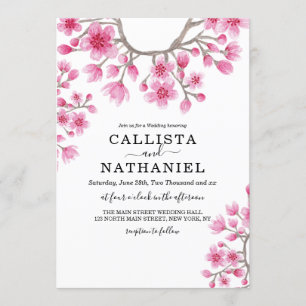 Elegante Japanse kersenbloesem bloemenbruiloft Kaart