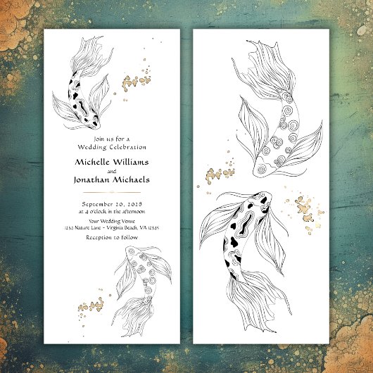 Elegante Japanse Koi Fish Wedding Kaart