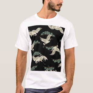 Elegante Japanse kraan: artistieke uitbeelding. T-shirt