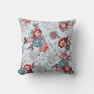 Elegante Japanse ochtend glorie rood blauw Bloemen Kussen