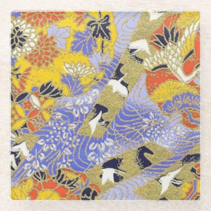 Elegante Japanse Washi Origami Lucky Cranes Glazen Onderzetter