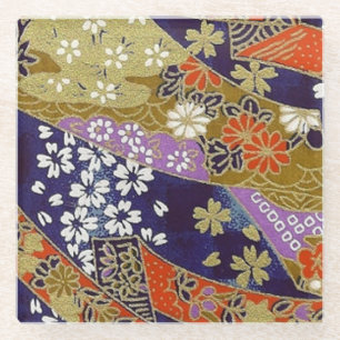 Elegante Japanse Washi Origami Moderne bloemen Glazen Onderzetter