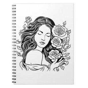 Elégante jeune femme rose carnet