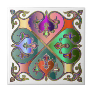 Elegante Jewel-Tone Arabesque Abstract gepersonali Tegeltje