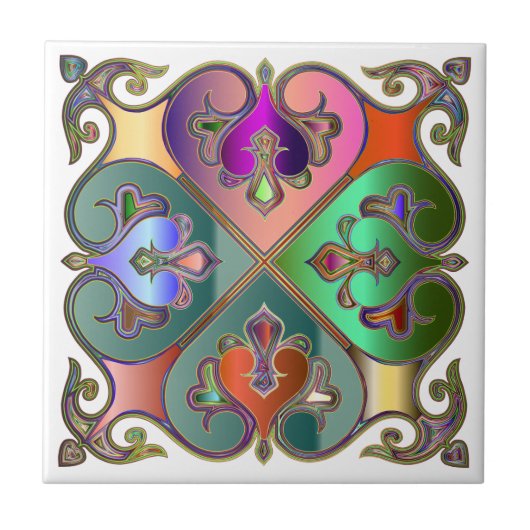 Elegante Jewel-Tone Arabesque Abstract gepersonali Tegeltje (Voorkant)