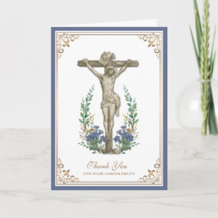 Elegante Jezus Kruis Katholieke Condoleance Dank J Bedankkaart
