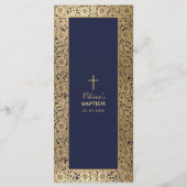 Elegante Jongensdoop Navy Blue Gold Rozen  Menu (Achterkant)
