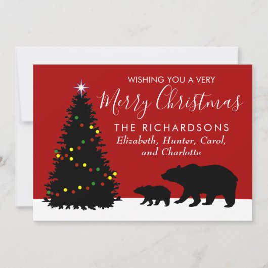 Elégante Joyeuse Ours de Noël Carte de vacances (Devant)