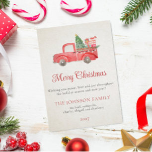 Elégante Joyeux Noël Rouge Camion Carte de vacance