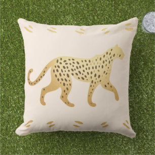 Elegante Jungle Roze en Gouden Luipaard  Buitenkussen