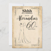elegante jurk 60e verrassingsverjaardagsfeestje kaart (Voorkant)