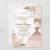 Elegante jurk, Confetti Boho Flowers Quinceañera Kaart (Voorkant)