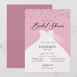 Elegante Jurk in Parels Meisje Roze Vrijgezellenfe Kaart