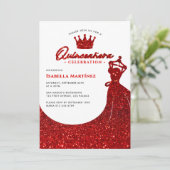 Elegante jurk & kroon Quinceañera verjaardagsfeest Kaart (Staand voorkant)