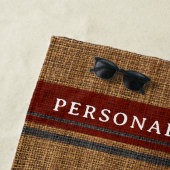 Elegante jute anker nautische bootnaam op maat strandlaken (In situ)