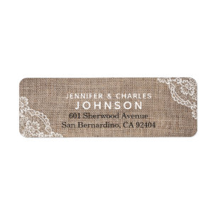 Elegante jute kant rustiek land etiket