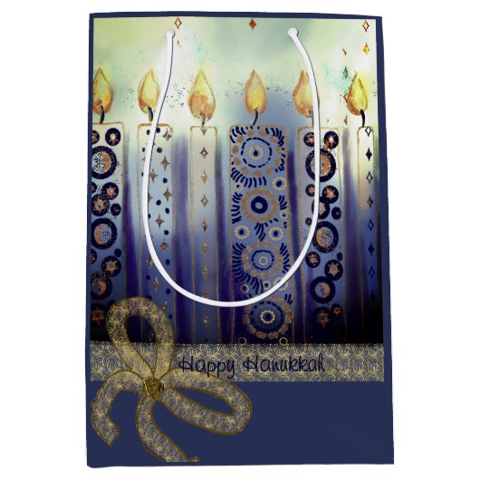 Elegante kaarsen Happy Chanoeka Medium Cadeauzakje (Voorkant)