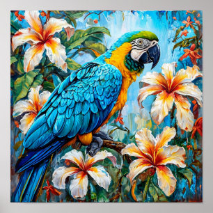 Elegante Kaketoe Papegaai Exotische Vogel Kunst Poster