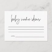 Elegante kalligrafie Baby Naam Ideeën, Baby shower Informatiekaartje (Voorkant)