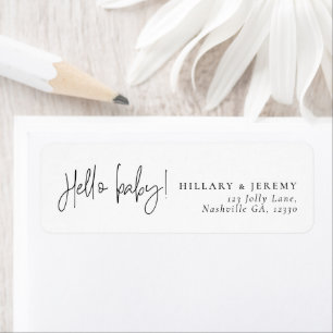 Elegante kalligrafie Baby shower retouradres Etiket