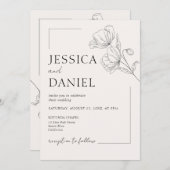 Elegante kalligrafie bloemenscript bruiloft kaart (Voorkant / Achterkant)