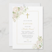 Elegante kalligrafie Bloemige Doop Kaart (Voorkant)