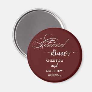 Elegante kalligrafie bordeaux-rode repetitiediner magneet