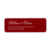Elegante kalligrafie bordeauxrood bruiloft etiket (Voorkant)