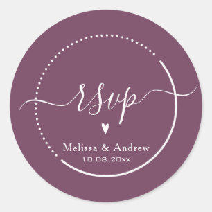Elegante kalligrafie - Bourgondische bruiloft RSVP Ronde Sticker