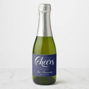 Elegante kalligrafie Bruidsdouche Sparkling Wijnetiket