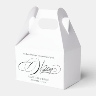 Elegante kalligrafie bruiloft bedankdoosjes